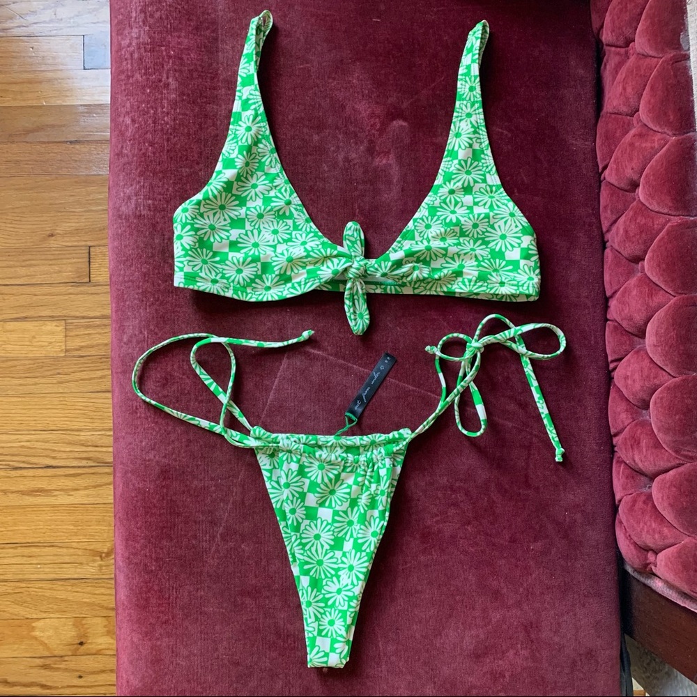 Retro Urban Outfitters Green Daisy Bikini